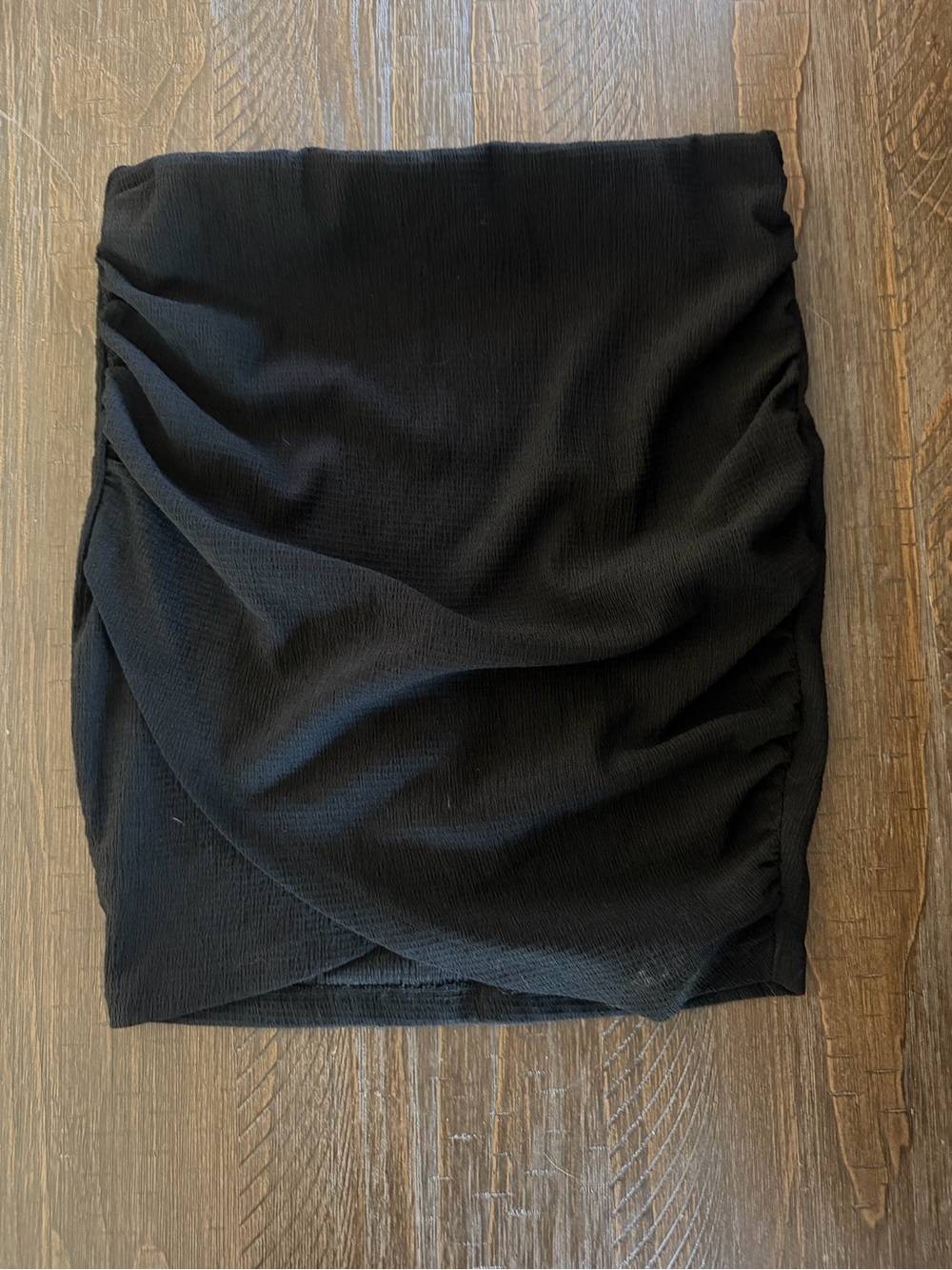 Free People Black Asymmetrical Ruched Mini Skirt